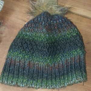 Multicolor Knit Beanie with Pom Pom